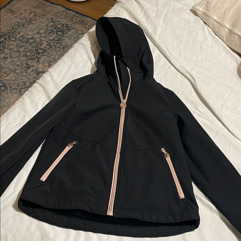 Michael Kors girl’s Black Jacket with Pink Zipper Accents size 10/12